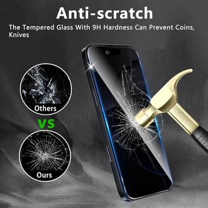 3+3 Pack Privacy Screen Protector Designed for iPhone 16 Pro With 3 Pack Camera Lens Protector,Full Coverage Anti-Spy Tempered Glass Film,9H Hardness,Bubble Free,Easy to Install - color: iPhone 16 Pro FK33