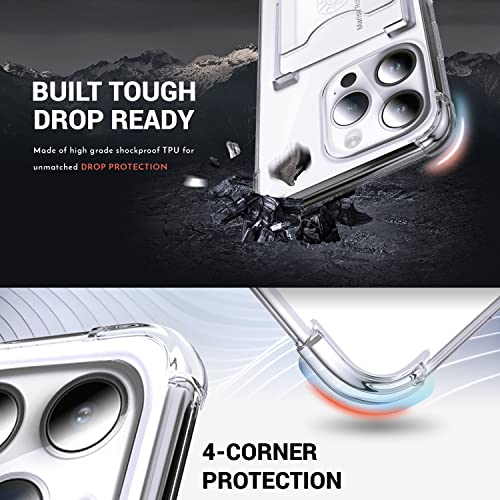 Shields Up for iPhone 14 Pro Case with Card Holder Stand, 6.1", Clear - color: Clear, size: iPhone 14 Pro