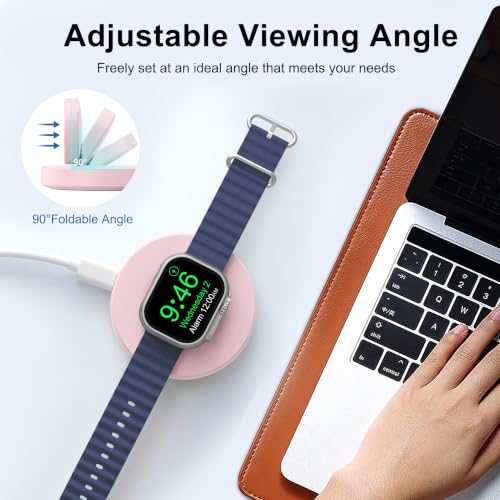 Upgraded for Apple Watch Charger, Foldable Travel Fast Charging Dock - color: Pink, size: USB A