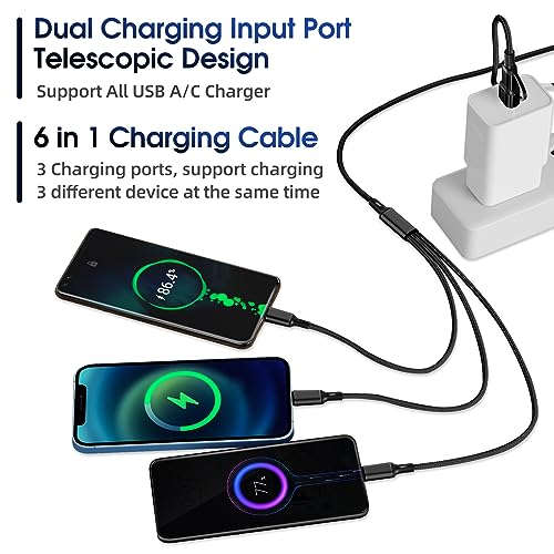 Ankndo 6 in 1 Multi Charging Cable, Multi Charger Cable for All Devices - color: Black