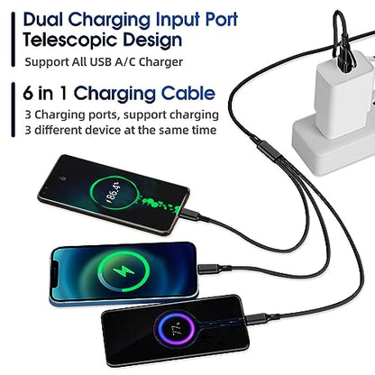 Ankndo 6 in 1 Multi Charging Cable, Multi Charger Cable for All Devices - color: Black