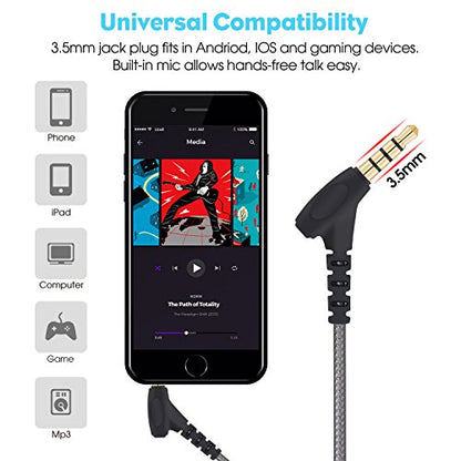 Wired Earbuds with Microphone Super Bass Passive Noise Cancelling Corded