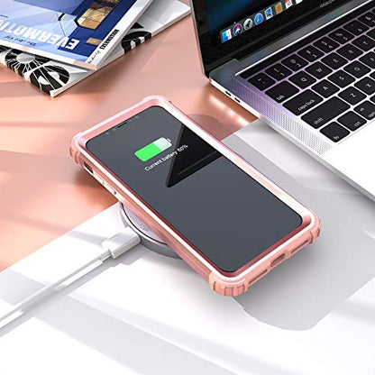 IDweel for iPhone 11 Case with Screen Protector(Tempered Glass), Hybrid 3 in 1 Shockproof Slim Fit Heavy Duty Protection Hard PC Cover Soft Silicone Bumper Full Body Case,Rose Gold - color: Rose Gold