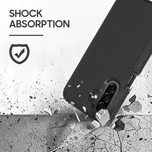 Compatible for Samsung Galaxy A26 5G, Built in Screen Protector, Belt Clip Holster Heavy Duty Defender Case Dustproof Shockproof Protection (Black) - color: Black