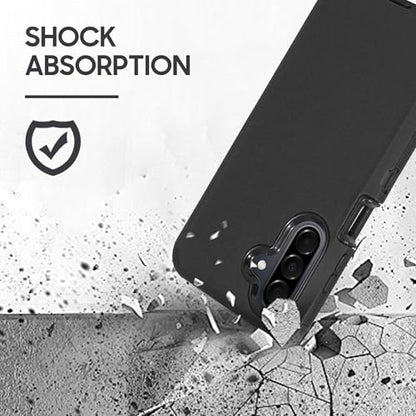 Compatible for Samsung Galaxy A26 5G, Built in Screen Protector, Belt Clip Holster Heavy Duty Defender Case Dustproof Shockproof Protection (Black) - color: Black