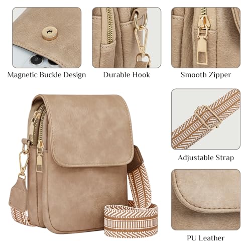 Fashion Small Crossbody Bags for Women Trendy Designer Cell Phone Purses | Adjustable Straps,with Card Holder,Detachable Wristlet Strap,small Cross Body Bag for Woman,Mini Bags,Travel Purse,Work,Gym - color: Dark Apricot