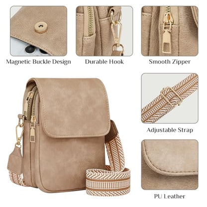 Fashion Small Crossbody Bags for Women Trendy Designer Cell Phone Purses | Adjustable Straps,with Card Holder,Detachable Wristlet Strap,small Cross Body Bag for Woman,Mini Bags,Travel Purse,Work,Gym - color: Dark Apricot