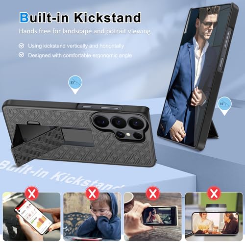 Fingic for Samsung Galaxy S26 Ultra Case with Belt Clip Holster Kickstand | Slim Combo Shell with Swivel Holster Rugged Shockproof Antiscratch Full Body Protective for Galaxy S26 Ultra 6.9" 2026,Black