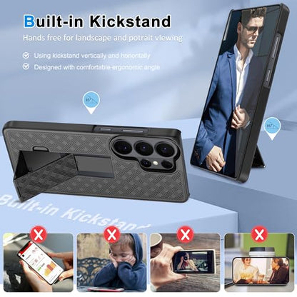 Fingic for Samsung Galaxy S26 Ultra Case with Belt Clip Holster Kickstand | Slim Combo Shell with Swivel Holster Rugged Shockproof Antiscratch Full Body Protective for Galaxy S26 Ultra 6.9" 2026,Black