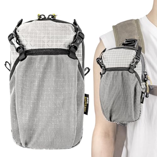 HIKEMAN Backpack Shoulder Strap Pouch - Smartphone Strap Pack,Waterproof Backpack Strap Pocket Attachment Bag for Hikers,Small Crossbody Bag Waist Pack for Sports Hiking Camping(Grey) - color: Grey