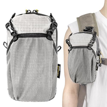 HIKEMAN Backpack Shoulder Strap Pouch - Smartphone Strap Pack,Waterproof Backpack Strap Pocket Attachment Bag for Hikers,Small Crossbody Bag Waist Pack for Sports Hiking Camping(Grey) - color: Grey