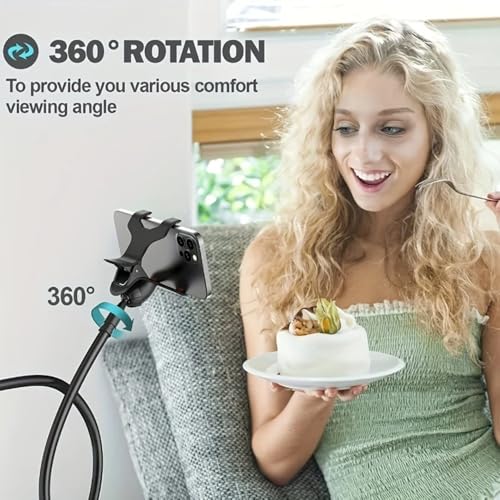 Flexible Gooseneck Phone Holder with Handle, Adjustable Long Arm Desktop Clamp for Bedside or Overhead Use gooseneck Phone Holder Flexible Mount Adjustable Desktop clamp Bedside Stand