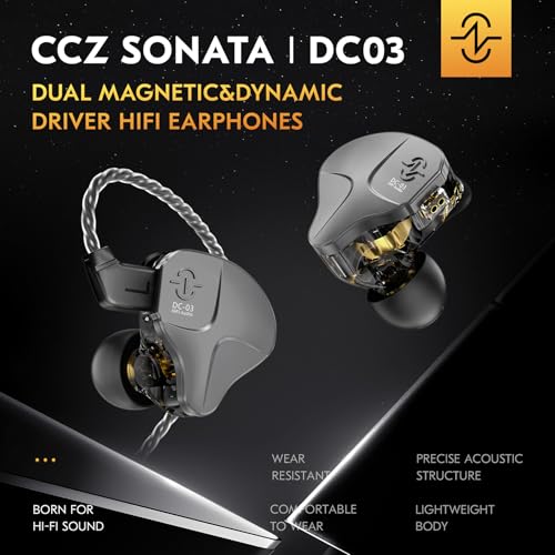 CCZ DC03 1DD HiFi in Ear Monitor Headphones Gaming Earbuds,Gun,Without Mic - color: Gun, size: 3.5mm, without Mic