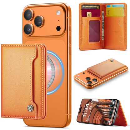 Vinich for MagSafe Wallet Magnetic RFID Blocking Card Holder, Orange - color: Orange