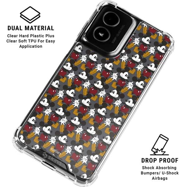 Skinit Clear Phone Case Compatible with Moto G Power 5G (2024) - Officially Licensed Disney Mickey Mouse Vintage Pattern Design