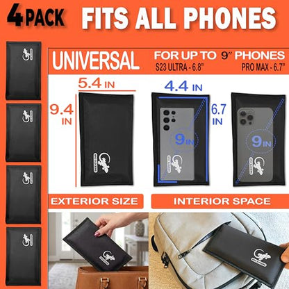 Faraday Bag Anti-Tracking GPS RFID Car Key Signal Blocker Wallet Shielding Pouch Protective Case for Cell Phone Car Key FOB, Data Privacy, Electronic Device Security (4 PACK - BLACK) - color: 4 PACK - BLACK