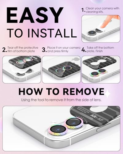 CloudValley All Bling Camera Lens Protector for iPhone 17/iPhone 16/Plus - color: Bling Colorful