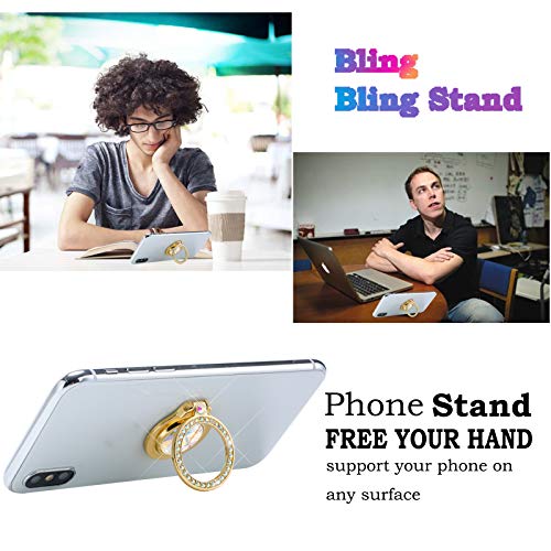 Glitter Bling Bling Phone Ring Holder,Sparkle Phone Ring Artificial Diamond Kickstand,Rhinestone Cell Phone Finger Ring Grip for Women for Almost All Phones,Pad(Gold) - color: Gold