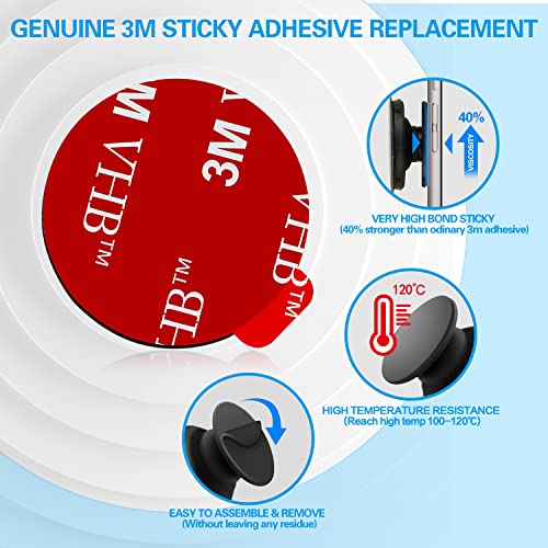 Sticky Adhesive Replacement Parts for Pops Socket Base, 6pcs 1.38 Circle Double Sided Tape for Collapsible Grip Stand's Back, 2pcs Sticker Pads for Car Socket Mount & Cell Phone Magnetic Holder