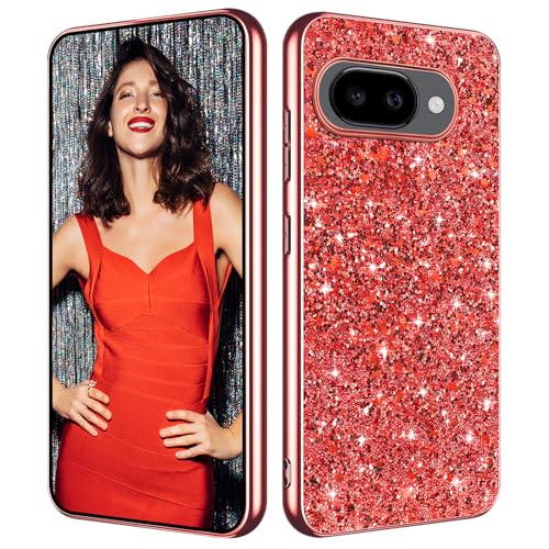 Glitter Case for Google Pixel 10A Phone Case for Women Girls, Slim Ultra Thin Matte Back Shockproof Protective Cover for Google Pixel 10A 5G Crystal Bling Case (Red) - color: Red