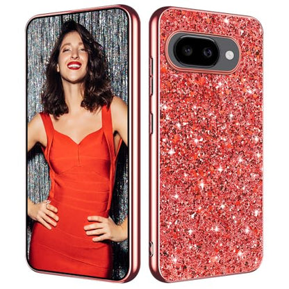 Glitter Case for Google Pixel 10A Phone Case for Women Girls, Slim Ultra Thin Matte Back Shockproof Protective Cover for Google Pixel 10A 5G Crystal Bling Case (Red) - color: Red
