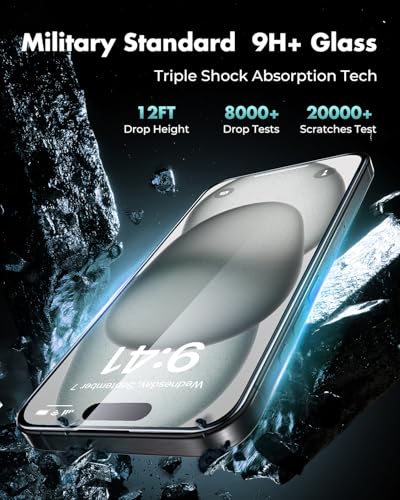 UNBREAKcable 3-Pack Screen Protector for iPhone 15 Plus,Tempered Glass | Shatterproof Glass,One Pull Perfection,Auto Dust Elimination,99.99% HD Clear,Bubble Free,Full Coverage for Apple 6.7 Inch - size: iPhone 15 Plus