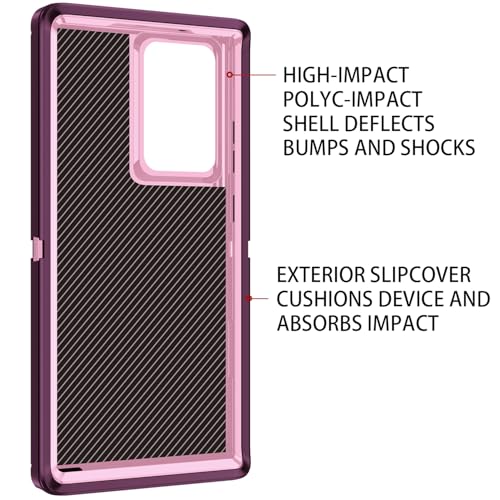 for Galaxy Note 20 Ultra Case Heavy Duty Shockproof Dust/Drop Poof 3 Layers Full Bady Protection Rugged Cover Case for Samsung Galaxy Note 20 Ultra,Purple/Pink - color: Purple/Pink