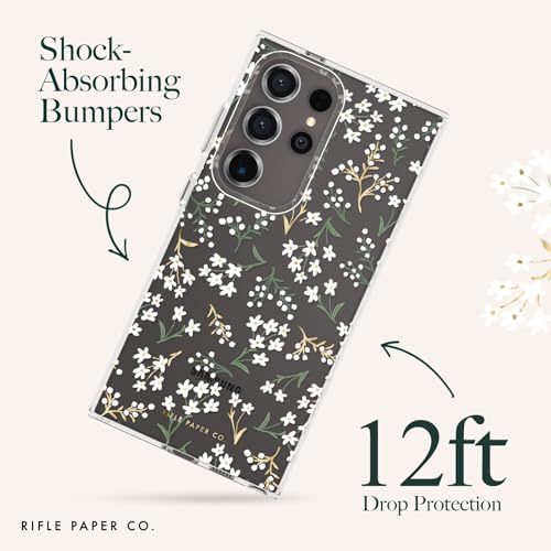 Rifle Paper Co. Samsung Galaxy S24 Ultra Case for Women [6.8"] [12ft Drop Protection] [Wireless Charging] Floral Print Phone Case for Samsung Galaxy S24 Ultra, Anti-Scratch, Shockproof - Petite Fleurs - color: Petite Fleurs