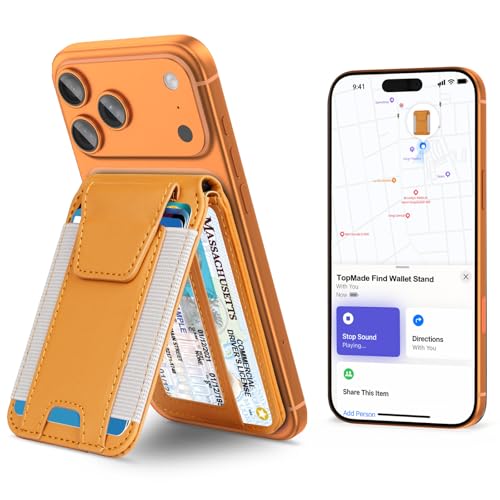 for MagSafe Wallet Works with Apple Find My, Strongest Magnetic Wallet - color: Orange