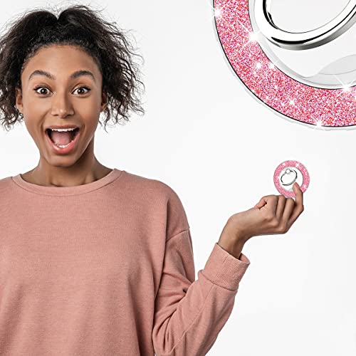 Magnetic Phone Ring Holder for magsafe, Glitter Magnetic Grip Compatible with iPhone 17 16 15 14 13 12 Pro max,Pro,Plus,Mini,Pixel 10 Series Mag Safe Accessories,Adjustable Kickstand,Pink - color: Glitter Pink