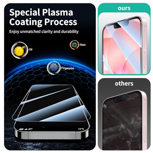 3+3+1-Pack, Screen Protector and Camera Lens Protector for iPhone 16e/17e with Installation Alignment Aid, Tempered Glass Film, Impact-Protection, HD, Anti-Scratch, 9H Hardness - size: 16e/17e Clear 3+3+Align