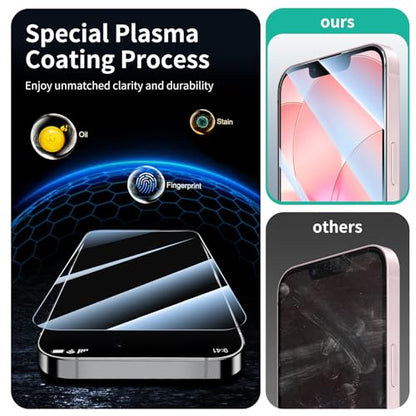 3+3-Pack, Screen Protector and Camera Lens Protector for iPhone 17e/16e, Tempered Glass Film, Impact-Protection, HD, Anti-Scratch, 9H Hardness, Case Friendly, Bubble Free, 2.5D Curved Edges - size: 17e/16e Clear 3+3pcs