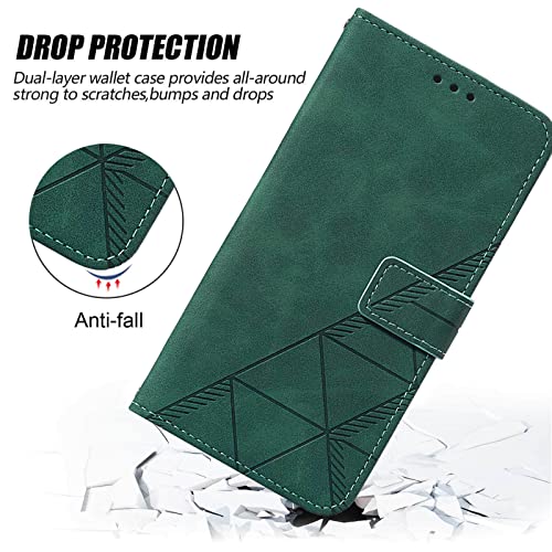 Flip Wallet Case for iPhone 17e/16e, Wrist Strap, Green | Embossed PU Leather, Detachable Wrist Strap, Card Slots, TPU Inner, Cash Pocket, Magnetic Closure, Stand, Precise Cutouts - color: Green