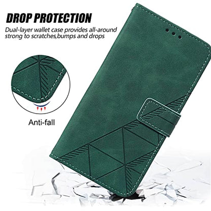 for iPhone X/Xs Flip Wallet Case with Card Slots, Green | PU Leather, TPU Interior, 3 Card Slots, Cash Pocket, Magnetic Clasp, Detachable Wrist Strap, Stand, Precise Cutouts - color: Green