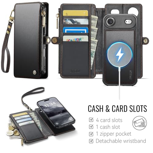 for iPhone 17 Air - Phone Case Wallet Magnetic Detachable, Black - color: Black, size: iPhone Air