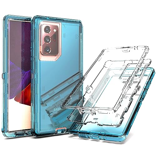 YmhxcY Note 20 Ultra Cover, Galaxy Note 20 Ultra 3 Layer Durable Shockproof Drop Protection/Solid Silicone Clear Case - Transparent Blue - color: Transparent blue