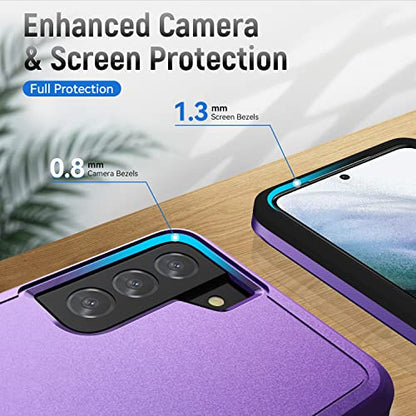 for Samsung Galaxy S21 Plus Case,with HD Screen Protector [Military Grade Drop Tested] Heavy-Duty Tough Rugged Shockproof Protective Case for Samsung S21 Plus, Purple - color: Purple