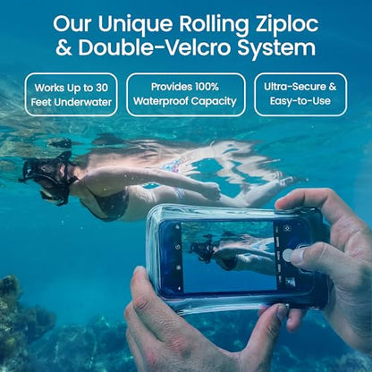 AquaVault Floating Waterproof Phone Pouch Case Universal for iPhone Android | Black. Floats and keeps phones and cash dry. Heavy-duty PVC, drop protection, adjustable neck strap. Fits any phone size. - color: Black