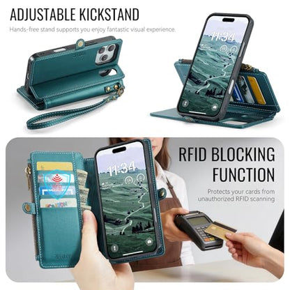 for iPhone 17 Pro Max - Phone Case Wallet Magnetic, Turquoise - color: Turquoise, size: iPhone 17 Pro Max