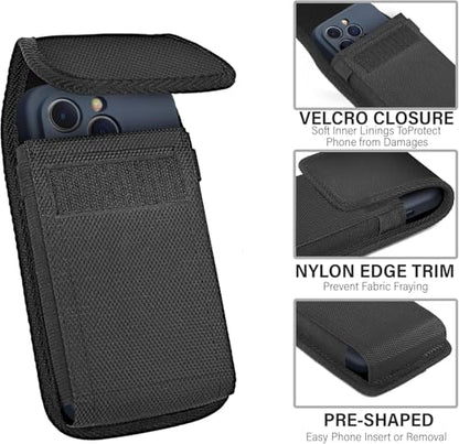 Cell Phone Holster for iPhone 17 16 Pro Max, Samsung Galaxy Ultra S25 S24 S23 S22 S21 Note 20+ Plus Note 10+ A23 A13 A21 A54 5G Google Pixel Pro Case with Belt Clip (Fits Phone with Otterbox Case on) - size: X-Large