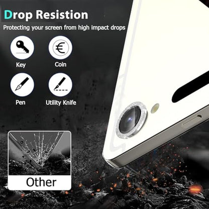 Zeking (2 Set for Samsung Galaxy Tab S10 FE/Tab S10 FE Plus Camera Lens Protector, Scratch-Resistant HD Clarity 9H Tempered Glass with Aluminum Edging, Individual Metal Lens Cover (Bling-Silver) - color: GlitterSilver