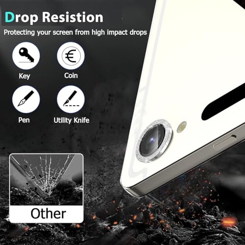 Zeking (2 Set for Samsung Galaxy Tab S10 FE/Tab S10 FE Plus Camera Lens Protector, Scratch-Resistant HD Clarity 9H Tempered Glass with Aluminum Edging, Individual Metal Lens Cover (Bling-Silver) - color: GlitterSilver
