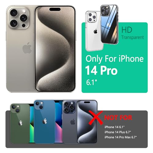 ONES Case for iPhone 14 Pro, Slim Clear Transparent Case [PC + TPU Hybrid] with Military-Grade Drop Protection, Anti-Yellowing Shockproof Silicone Hard Cover - color: HD Highly Clear, size: iPhone 14 Pro