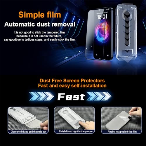 OneFish Privacy Screen Protector for IPhone 14 Plus/13Pro Max Anti-Spy Tempered Glass Dust-Free Bubble-Free Anti-Fingerprint 9H Scratch Protection & Hassle-Free Installation Frame [2-Pack] - size: 13 Pro Max/14 Plus