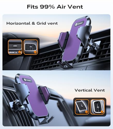 VICSEED Ultra Stable Car Phone Holder Vent [Never Fall Off & Won't Break] - color: Purple