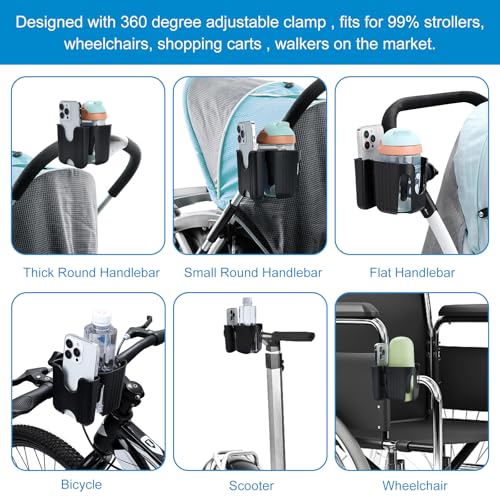 Accmor Stroller Cup Holder, Cup Holder for Walker Bike Wheelchair - color: Black