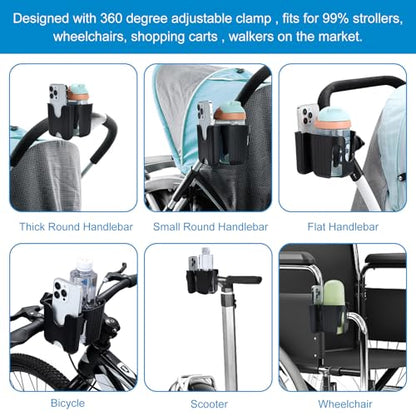 Accmor Stroller Cup Holder, Cup Holder for Walker Bike Wheelchair - color: Black