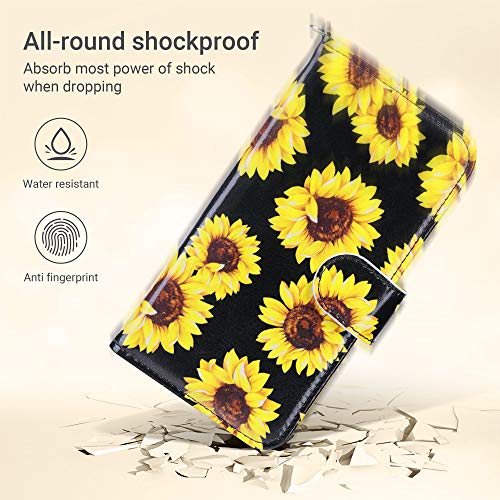 ULAK for iPhone SE 3(2022)/SE(2020)/8/7 Wallet Case Card Holder, Sunflower | Premium PU Leather Flip Case with Kickstand Card Slots,RFID Blocking,Wrist Strap, Durable Shockproof Cover 4.7 Inch - color: Sunflower