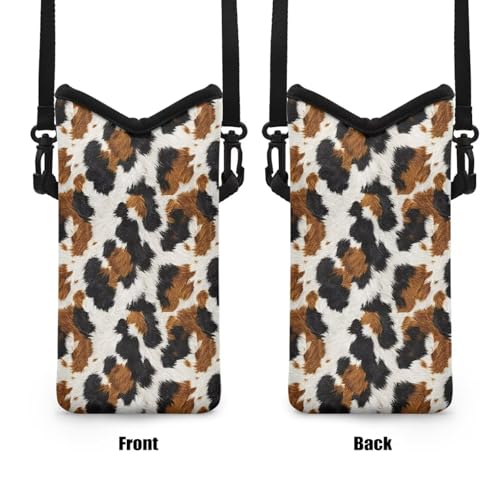 Cow Fur Print Crossbody Cell Phone Purse with Adjustable Strap, Women's Small Crossbody Wallet Bags, 4 x 8 inch for Most Phones - color: Cow Fur Print
