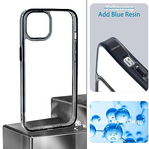 JJGoo Compatiable with iPhone 13 Pro max Case Clear, Transparent Shockproof Phone Case, Slim Anti-Scratch Hard PC Back Protective Cover Bumper, Transparent Black - color: Transparent Black